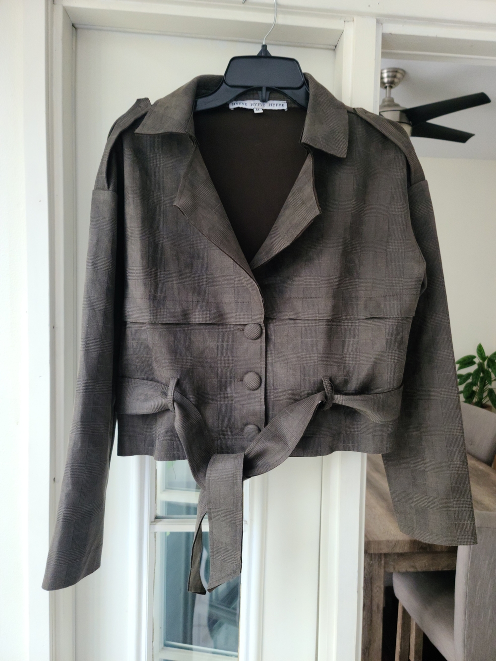 HYFVE Cropped Belted Blazer - Brown